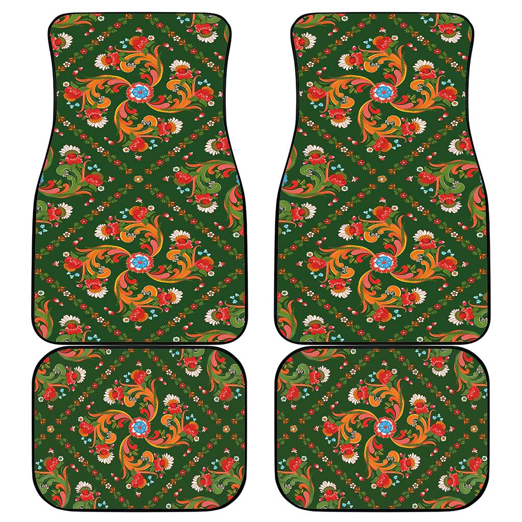 Norwegian Male Bunad Car Mats with Rosemaling Folk Art Green Color - Wonder Print Shop