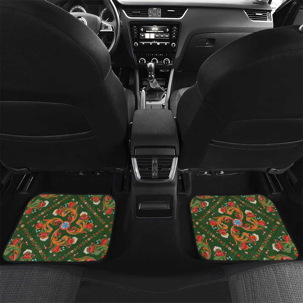 Norwegian Male Bunad Car Mats with Rosemaling Folk Art Green Color - Wonder Print Shop