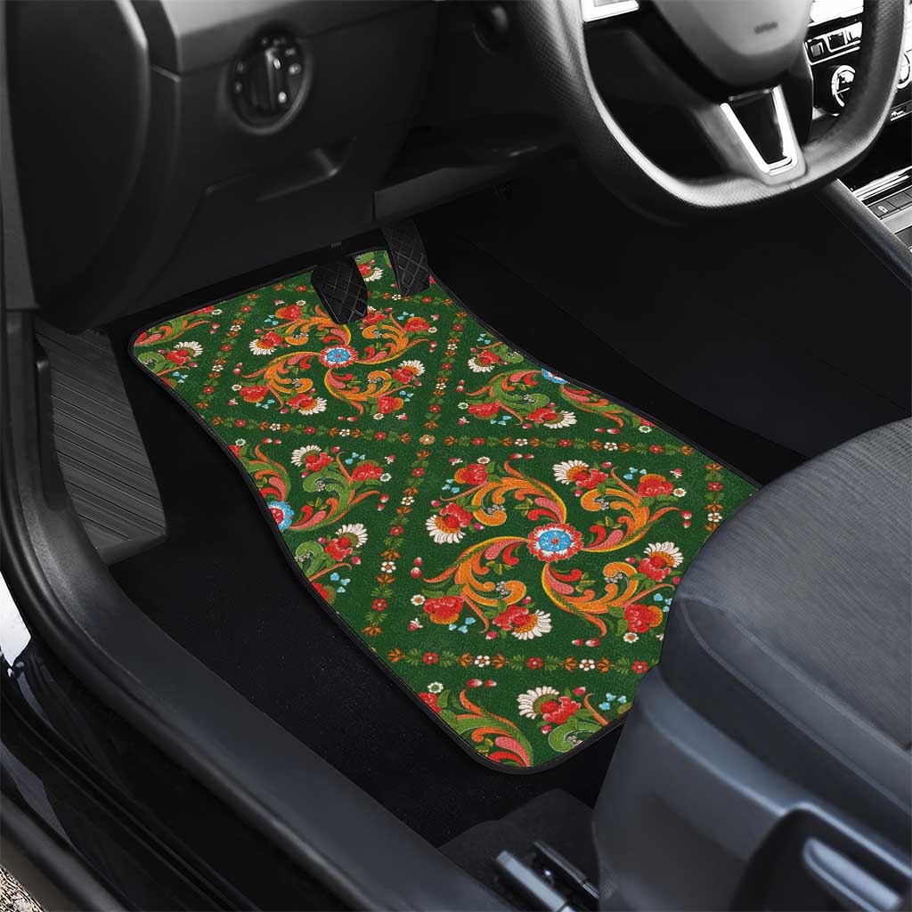 Norwegian Male Bunad Car Mats with Rosemaling Folk Art Green Color - Wonder Print Shop