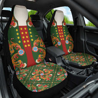 Norwegian Male Bunad Car Seat Cover with Rosemaling Folk Art Green Color - Wonder Print Shop