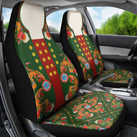 Norwegian Male Bunad Car Seat Cover with Rosemaling Folk Art Green Color - Wonder Print Shop
