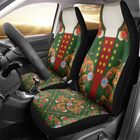 Norwegian Male Bunad Car Seat Cover with Rosemaling Folk Art Green Color - Wonder Print Shop