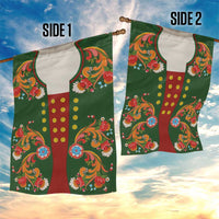 Norwegian Male Bunad Garden Flag with Rosemaling Folk Art Green Color - Wonder Print Shop