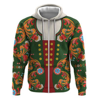 Norwegian Male Bunad Hoodie with Rosemaling Folk Art Green Color - Wonder Print Shop