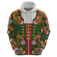 Norwegian Male Bunad Hoodie with Rosemaling Folk Art Green Color - Wonder Print Shop