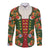 Norwegian Male Bunad Long Sleeve Button Shirt with Rosemaling Folk Art Green Color - Wonder Print Shop