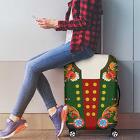 Norwegian Male Bunad Luggage Cover with Rosemaling Folk Art Green Color - Wonder Print Shop