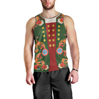 Norwegian Male Bunad Men Tank Top with Rosemaling Folk Art Green Color - Wonder Print Shop