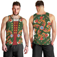 Norwegian Male Bunad Men Tank Top with Rosemaling Folk Art Green Color - Wonder Print Shop
