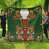 Norwegian Male Bunad Quilt with Rosemaling Folk Art Green Color - Wonder Print Shop