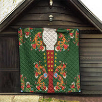 Norwegian Male Bunad Quilt with Rosemaling Folk Art Green Color - Wonder Print Shop