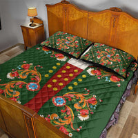 Norwegian Male Bunad Quilt Bed Set with Rosemaling Folk Art Green Color - Wonder Print Shop
