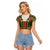 Norwegian Male Bunad Raglan Cropped T Shirt with Rosemaling Folk Art Green Color - Wonder Print Shop