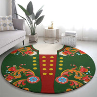 Norwegian Male Bunad Round Carpet with Rosemaling Folk Art Green Color - Wonder Print Shop