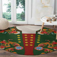 Norwegian Male Bunad Round Carpet with Rosemaling Folk Art Green Color - Wonder Print Shop