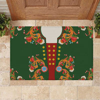 Norwegian Male Bunad Rubber Doormat with Rosemaling Folk Art Green Color - Wonder Print Shop