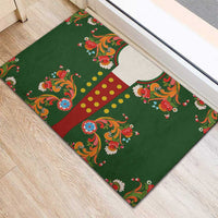 Norwegian Male Bunad Rubber Doormat with Rosemaling Folk Art Green Color - Wonder Print Shop