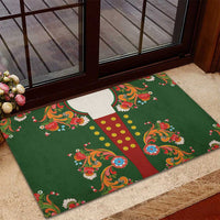 Norwegian Male Bunad Rubber Doormat with Rosemaling Folk Art Green Color - Wonder Print Shop