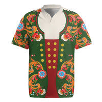 Norwegian Male Bunad Rugby Jersey with Rosemaling Folk Art Green Color - Wonder Print Shop