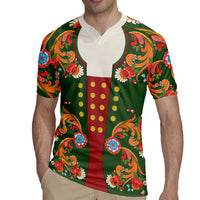 Norwegian Male Bunad Rugby Jersey with Rosemaling Folk Art Green Color - Wonder Print Shop