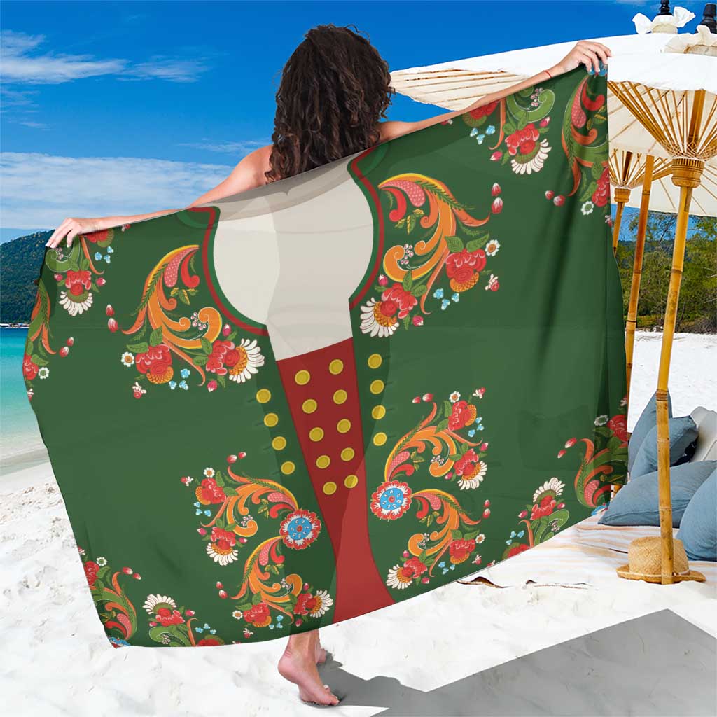 Norwegian Male Bunad Sarong with Rosemaling Folk Art Green Color - Wonder Print Shop