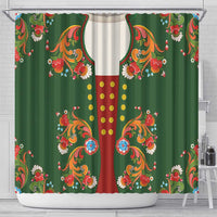 Norwegian Male Bunad Shower Curtain with Rosemaling Folk Art Green Color - Wonder Print Shop
