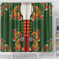 Norwegian Male Bunad Shower Curtain with Rosemaling Folk Art Green Color - Wonder Print Shop