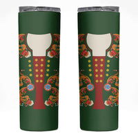 Norwegian Male Bunad Skinny Tumbler with Rosemaling Folk Art Green Color - Wonder Print Shop