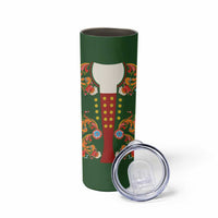 Norwegian Male Bunad Skinny Tumbler with Rosemaling Folk Art Green Color - Wonder Print Shop