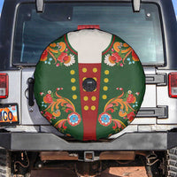 Norwegian Male Bunad Spare Tire Cover with Rosemaling Folk Art Green Color - Wonder Print Shop