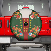 Norwegian Male Bunad Spare Tire Cover with Rosemaling Folk Art Green Color - Wonder Print Shop