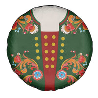 Norwegian Male Bunad Spare Tire Cover with Rosemaling Folk Art Green Color - Wonder Print Shop