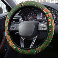 Norwegian Male Bunad Steering Wheel Cover with Rosemaling Folk Art Green Color - Wonder Print Shop