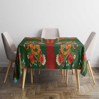 Norwegian Male Bunad Tablecloth with Rosemaling Folk Art Green Color - Wonder Print Shop