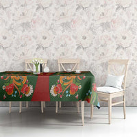 Norwegian Male Bunad Tablecloth with Rosemaling Folk Art Green Color - Wonder Print Shop