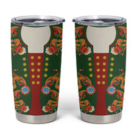 Norwegian Male Bunad Tumbler Cup with Rosemaling Folk Art Green Color - Wonder Print Shop