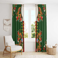 Norwegian Male Bunad Window Curtain with Rosemaling Folk Art Green Color - Wonder Print Shop