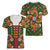 Norwegian Male Bunad Women V-Neck T-Shirt with Rosemaling Folk Art Green Color - Wonder Print Shop