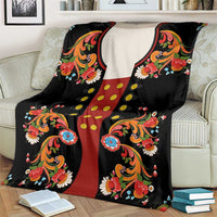 Norwegian Male Bunad Blanket with Rosemaling Folk Art Black Color - Wonder Print Shop