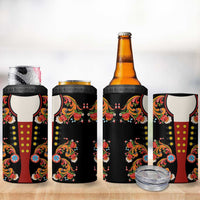 Norwegian Male Bunad 4 in 1 Can Cooler Tumbler with Rosemaling Folk Art Black Color - Wonder Print Shop