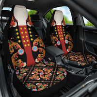 Norwegian Male Bunad Car Seat Cover with Rosemaling Folk Art Black Color - Wonder Print Shop