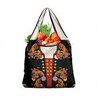 Norwegian Male Bunad Grocery Bag with Rosemaling Folk Art Black Color - Wonder Print Shop