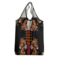 Norwegian Male Bunad Grocery Bag with Rosemaling Folk Art Black Color - Wonder Print Shop