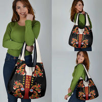 Norwegian Male Bunad Grocery Bag with Rosemaling Folk Art Black Color - Wonder Print Shop