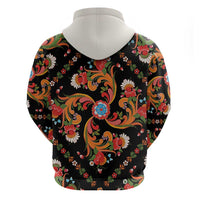 Norwegian Male Bunad Hoodie with Rosemaling Folk Art Black Color - Wonder Print Shop
