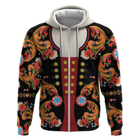Norwegian Male Bunad Hoodie with Rosemaling Folk Art Black Color - Wonder Print Shop
