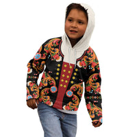 Norwegian Male Bunad Kid Hoodie with Rosemaling Folk Art Black Color - Wonder Print Shop