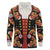 Norwegian Male Bunad Long Sleeve Polo Shirt with Rosemaling Folk Art Black Color - Wonder Print Shop