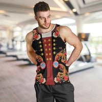 Norwegian Male Bunad Men Tank Top with Rosemaling Folk Art Black Color - Wonder Print Shop