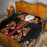 Norwegian Male Bunad Quilt with Rosemaling Folk Art Black Color - Wonder Print Shop